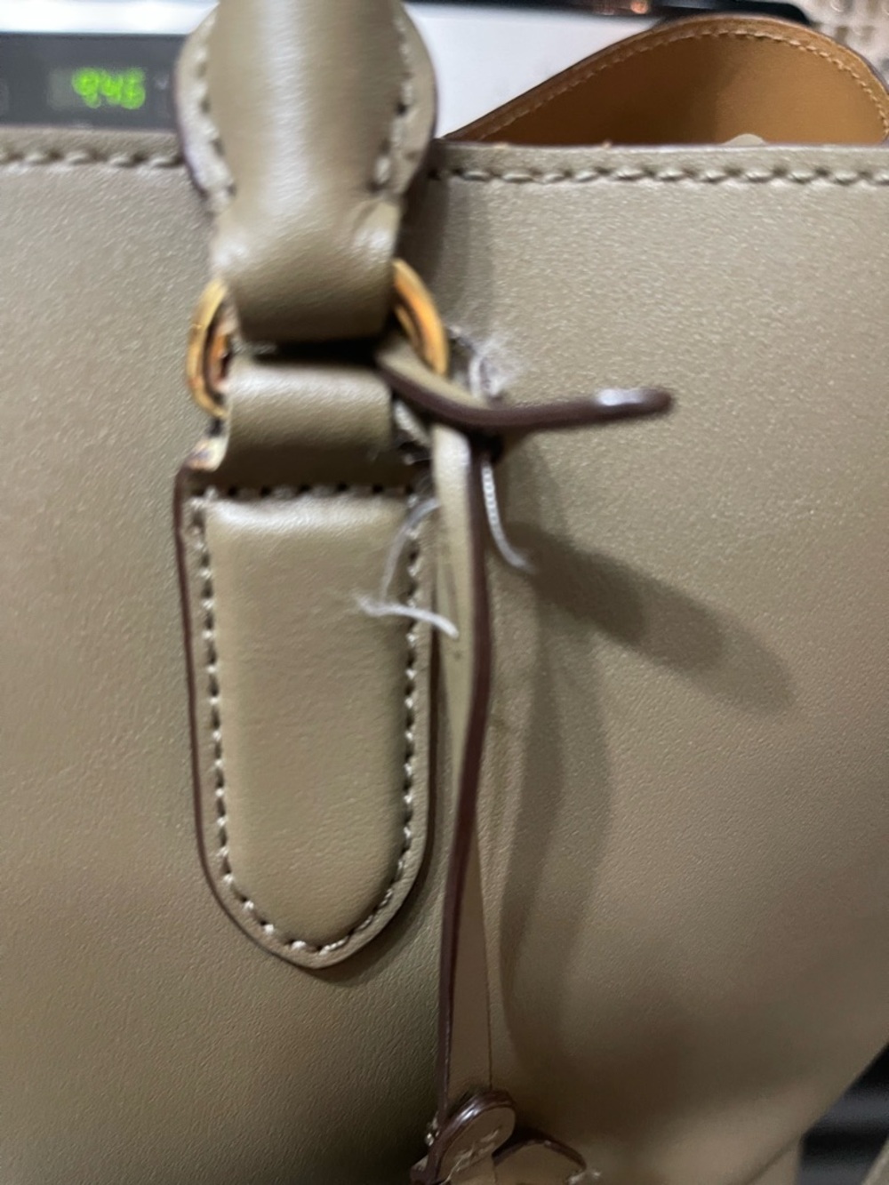 Ralph Lauren Olive-Taupe Leather Tote with Gold Hardware - Picture 7 of 7
